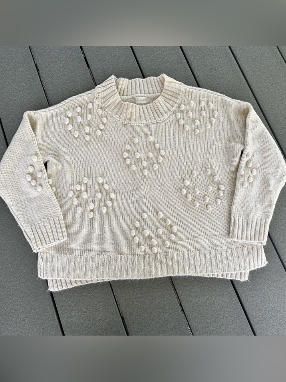 Altar'd State Cream Pom-Pom Turtleneck Sweater